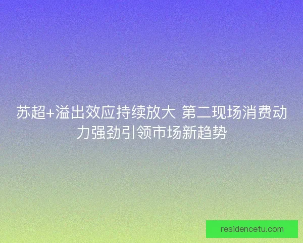 苏超+溢出效应持续放大 第二现场消费动力强劲引领市场新趋势